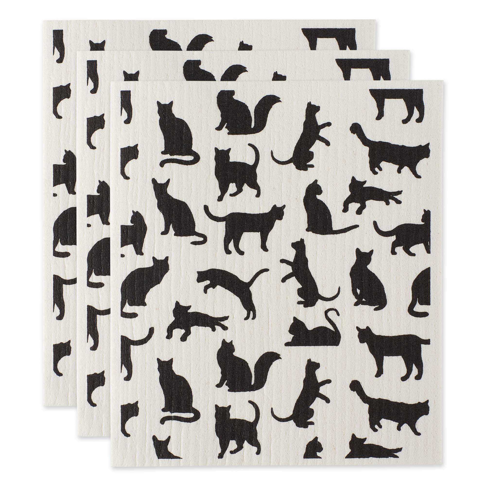 DII Reusable, Machine Washable & Dishwasher Safe, Biodegradable, Cotton, Cats, 7.75 x 6.75