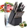 15-Piece Chef Knife Sets with Sharpener, Kitchen Knife Sets with Wood Block, High Carbon Stainless Steel Professional Chef?s Knives, Steak Knife and