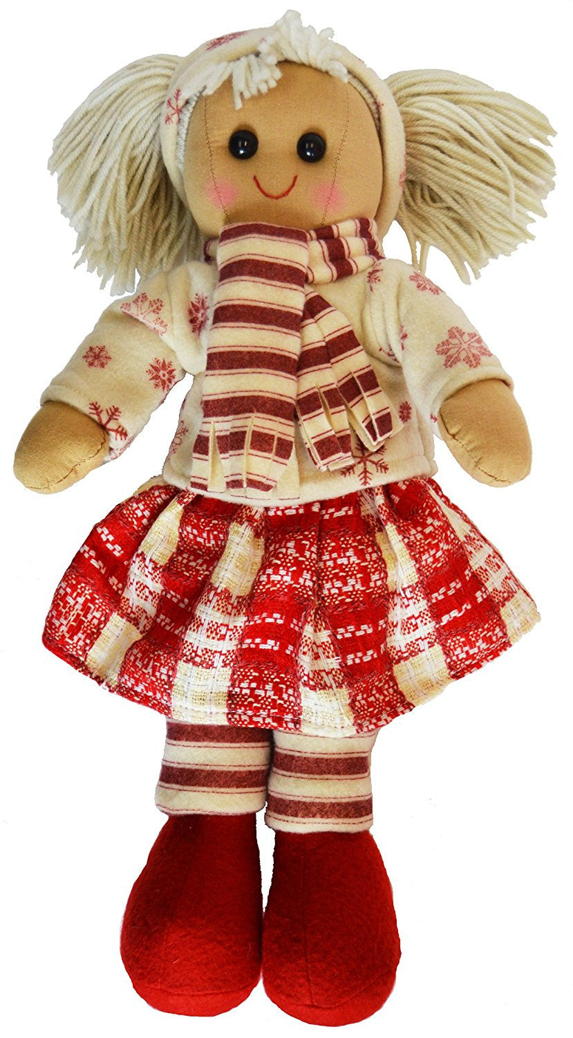 DF, A Beautiful Rag Doll dressed for Winter in a snowflake jumper & scarf, 40 cm h