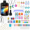 UPDOKIT UV Resin Kit with Lamp and 2 Resin Moulds Silicone and More Resin Accessories, Jewelry Making Kit with 250g Crystal Clear UV Resin, Craft Kit
