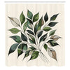 ABAKUHAUS Boho Shower Curtain, Modern Bohemian Jungle Leaves, Cloth Fabric Bathroom Decor Set with Hooks, 175 x 200 cm, Fern Green Warm Taupe