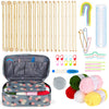 Aeelike Knitting Needles Set, Knitting Kits for Beginners Adults, Knitting Set with Wool, 18 Pairs of 2-10mm Bamboo Knitting Needles 25cm and