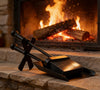 Kingson Fireplace Shovel and Brush Set with Stand ? Black Steel Fire Tidy Companion Tool Set ? Modern Hearth Cleaning Set ? Compact 38cm Length ?