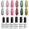 RARJSM Glitter Gel Nail Polish Set Reflective Sparkle Gelpolish Disco Diamond NailGel 6pcs Gold Hot Pink Green Red Sliver Gel Nail Art Varnish