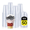 Zuvo Plastic Smoothie Cups with Dome Lids - 12 OZ (Pack of 50) - Strong Clear Plastic Cups for Milkshakes, Smoothies, Iced Coffee, Slusly and Bubble