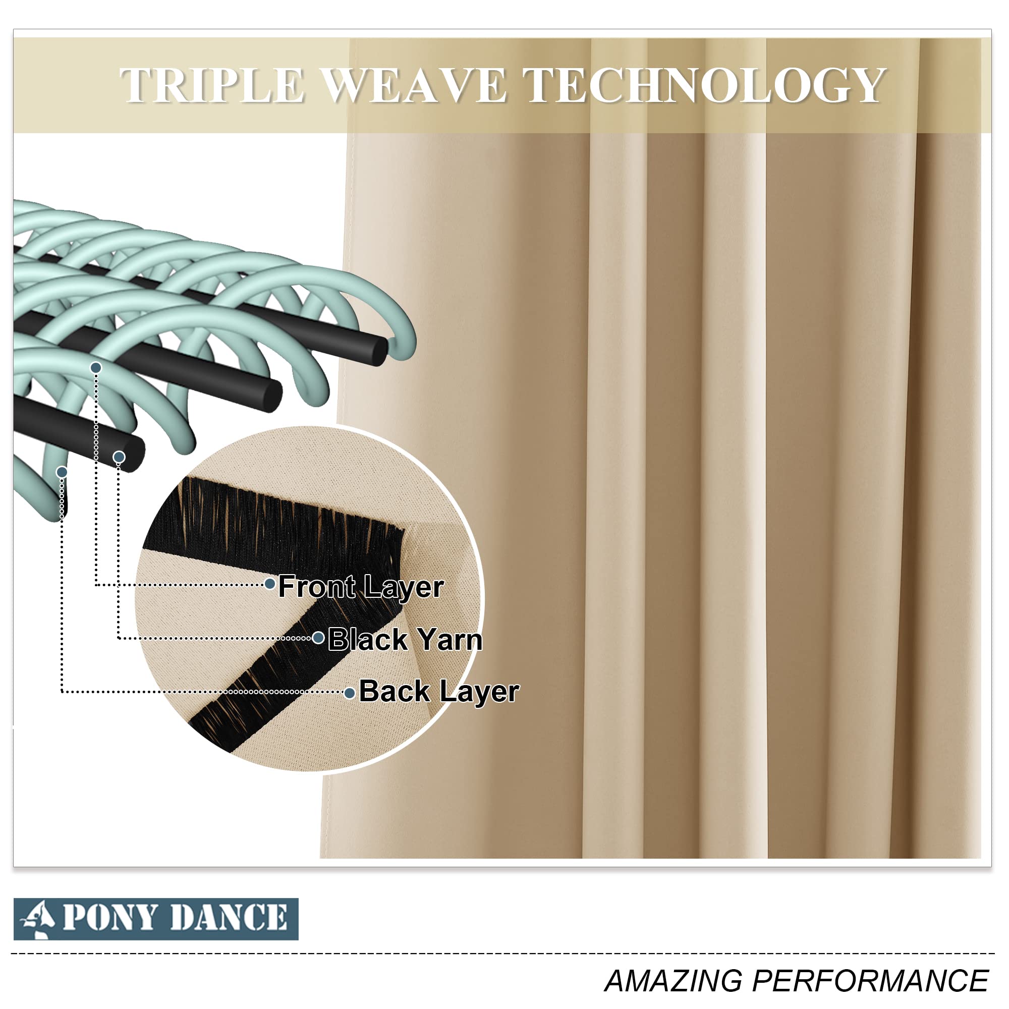 PONY DANCE Outdoor Curtains, Sun Protection & Privacy Screen, Balcony Curtain, Outdoor Curtain, Waterproof Eyelet Curtain, Gazebo & Patio Curtains, H