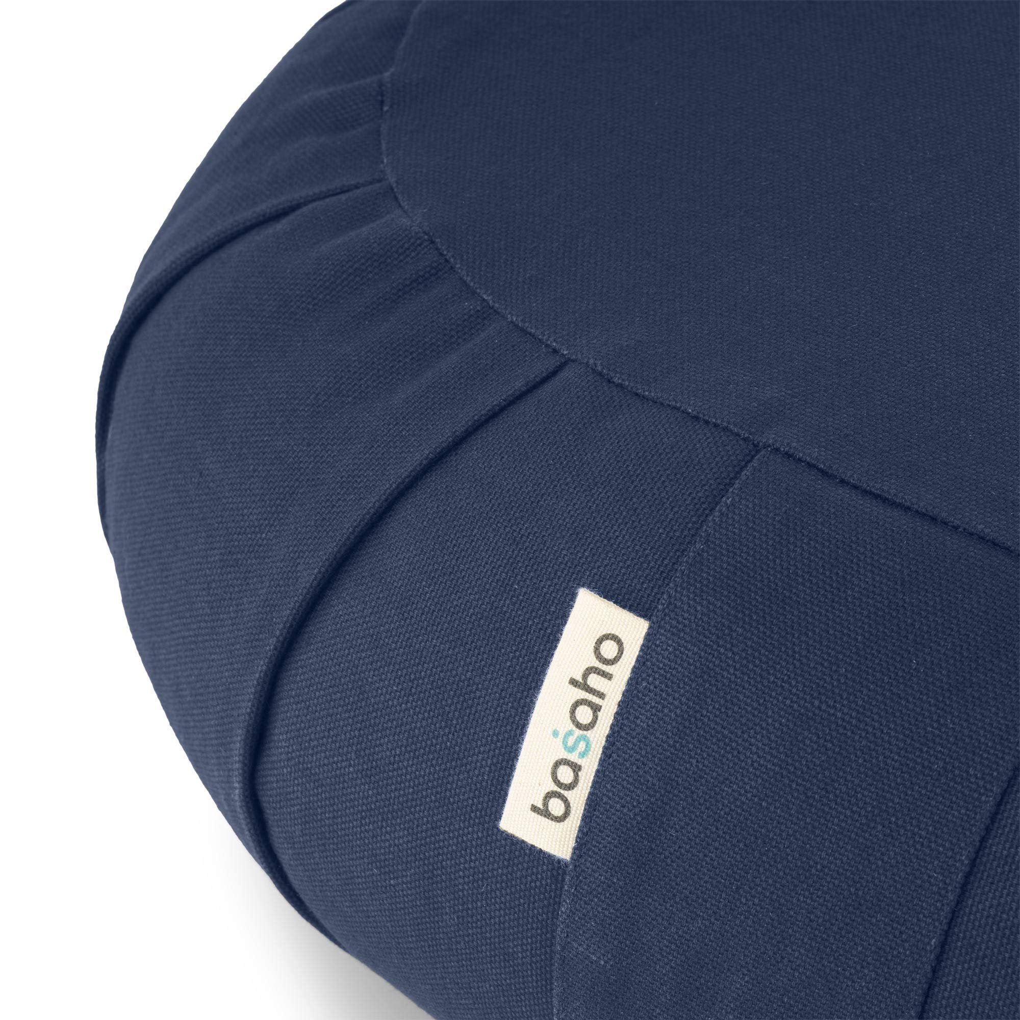 basaho CRESCENT Zafu Meditation Cushion | Organic Cotton | Buckwheat Hulls | Removable Washable Cover (Midnight Blue)