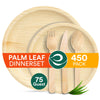 ECO SOUL 100% Compostable Palm Leaf Dinnerware Set For 75 Guests [10", 6" Round plates 75 Count each | Fork, Knife, Spoon,100 Count each] |
