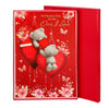 one i love Valentine's Day Card & Red Box - Grey Bears, Hearts & Flowers 10" x 7"
