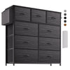 PURFINO Fabric Chest of Drawers - Canvas Storage Unit with 9 Drawers, Label Cards, Side Pocket & Hook for Living Room, Hallway, Bedroom