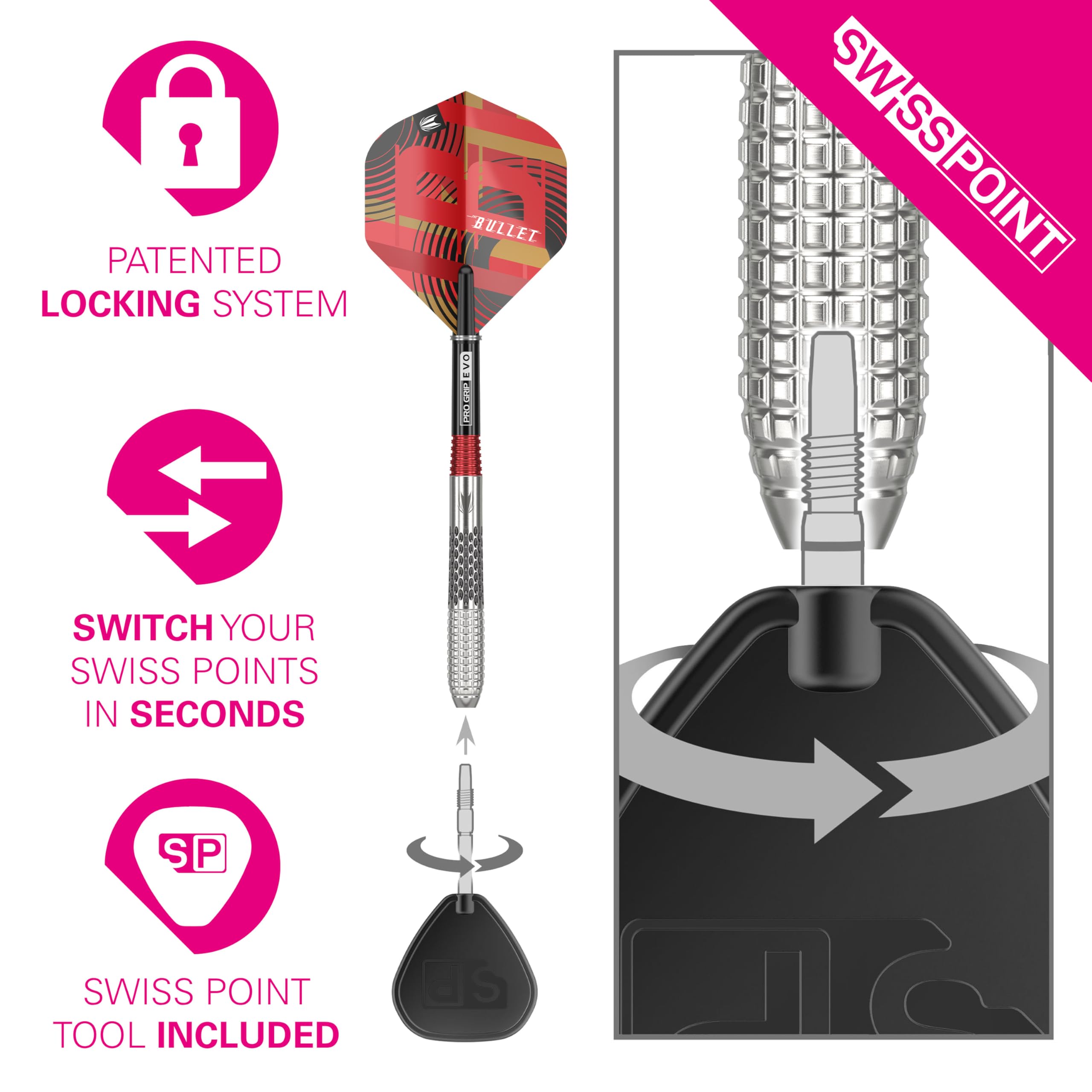 TARGET Darts Stephen Bunting G5 95% Tungsten Dart Set (18G), Steel Tip Swiss Point Darts | Generation 5 Player Edition Darts with Swiss Points,