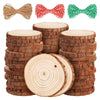 LOOFORE Natural Wood Slices, 54 Pcs 6-7cm Unfinished Wooden Coasters, Predrilled Log Discs Wooden Log Slices, with 3 Ropes for Arts DIY Crafts,