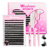 Wosheer Cluster Lashes Kit Individual Cluster Kit 100D Fluffy Cluster Lashes Clusters with Bond and Glue D Curvature Fluffy Lashes (Flirty Kit,