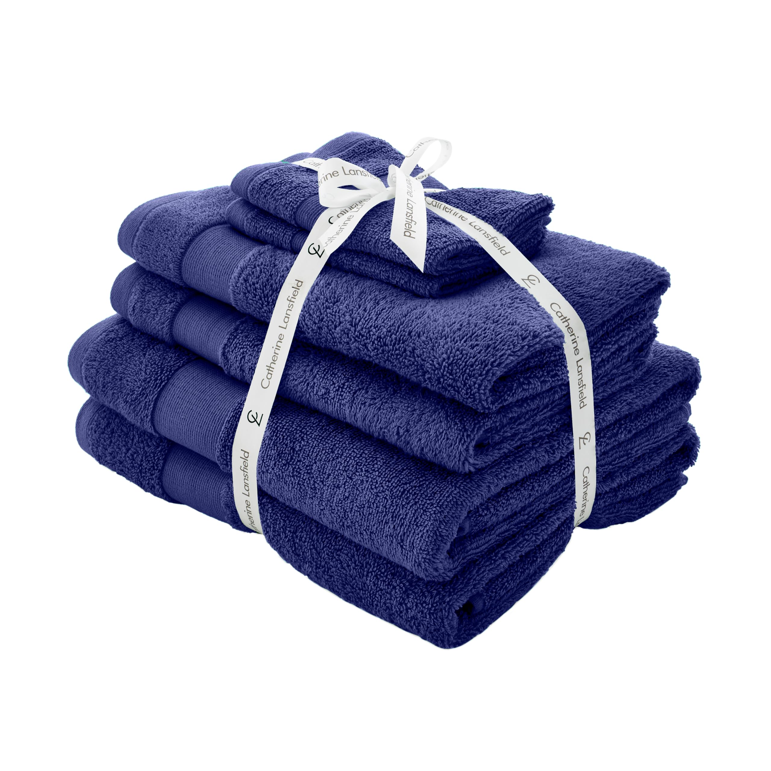 Catherine Lansfield Anti Bacterial Soft & Absorbent Cotton 6 Piece Towel Set Navy Blue