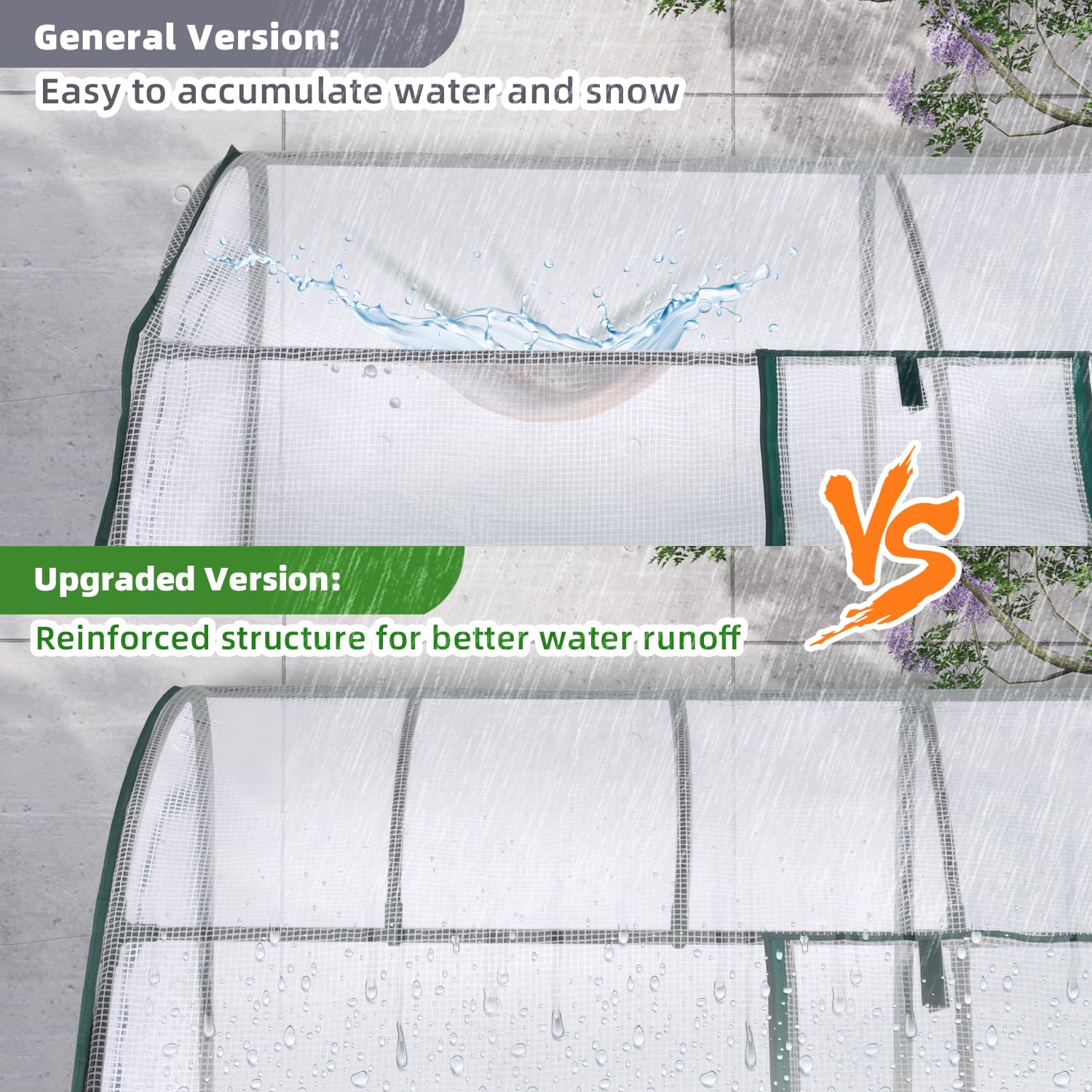 Lean to Greenhouse with Greenhouse Shelving: Ohuhu Portable Walk-in Green House with Mesh Windows 200x100x210 cm Reinforced Lean-to Wall Greenhouses