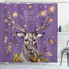 ABAKUHAUS Boho Shower Curtain, Boho Hand Drawn Rein Deer with Gypsy Fashioned Elements on Antlers Unique Wild Creature, Cloth Fabric Bathroom Decor
