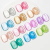 SUPWEE Moonlight Cat Eye Gel Nail Polish 12 Colors Ceramic Cat Magnetic Nail Polish High Gloss Glitter Silk Gel Polish with Magnet Soak Off Nail Art