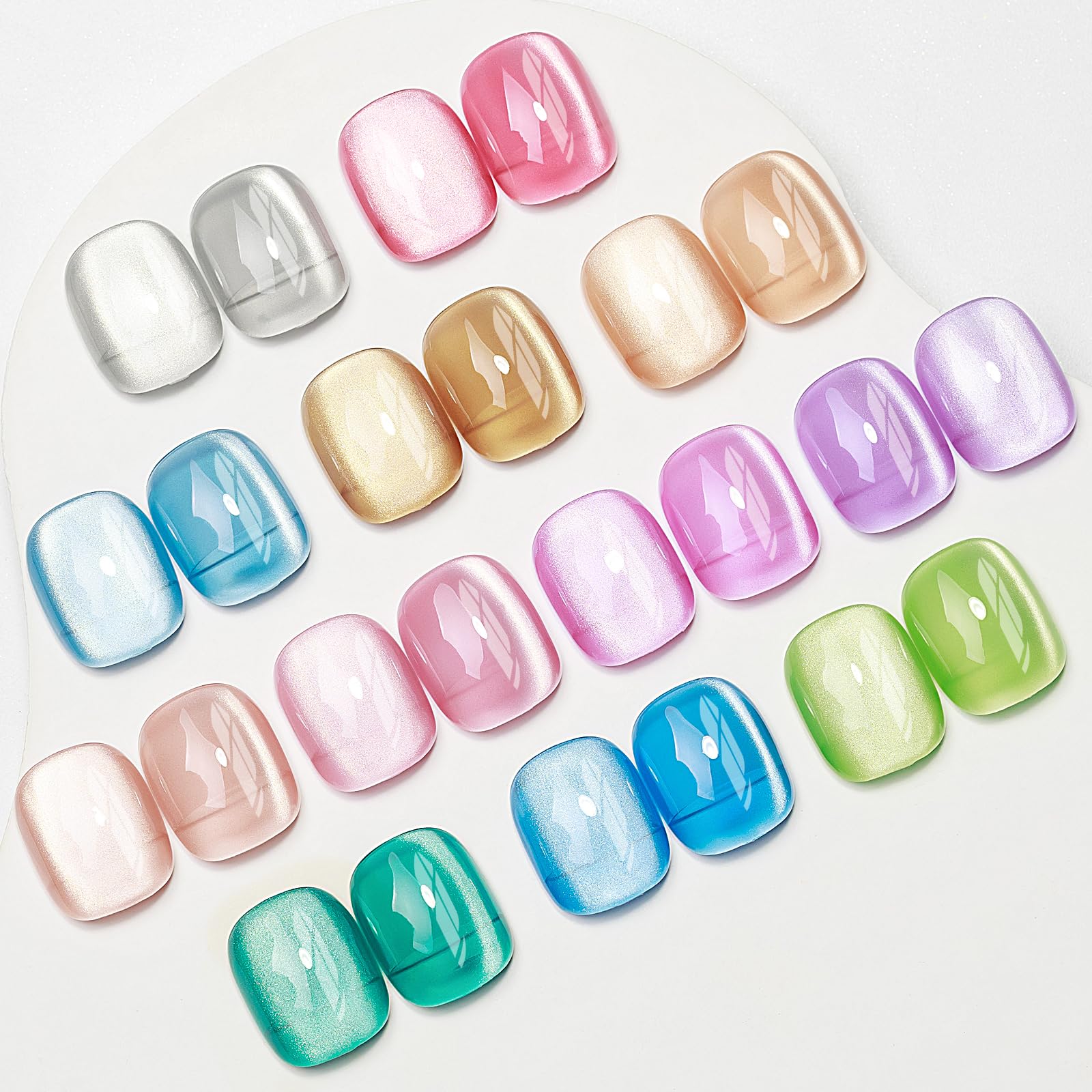 SUPWEE Moonlight Cat Eye Gel Nail Polish 12 Colors Ceramic Cat Magnetic Nail Polish High Gloss Glitter Silk Gel Polish with Magnet Soak Off Nail Art