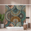 Woutay Shower Curtain Mould Proof Resistant Retro Mandala Flower Pattern,Water Repellant Fabric,Polyester,with 12 Plastic Hooks