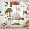 Farm Shower Curtain 180 x 180 cm, ASDCXZ Rustic Farm Red Barn Animal Pig Chicken Cow Dog Sheep Washable Shower Curtains Polyester Textile Waterproof