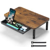 ETHU Monitor Stand Riser with Storage Drawer, Solid Wood Desktop Organiser with 3 Height Settings, Ergonomic Computer Monitor Shelf for Home Office