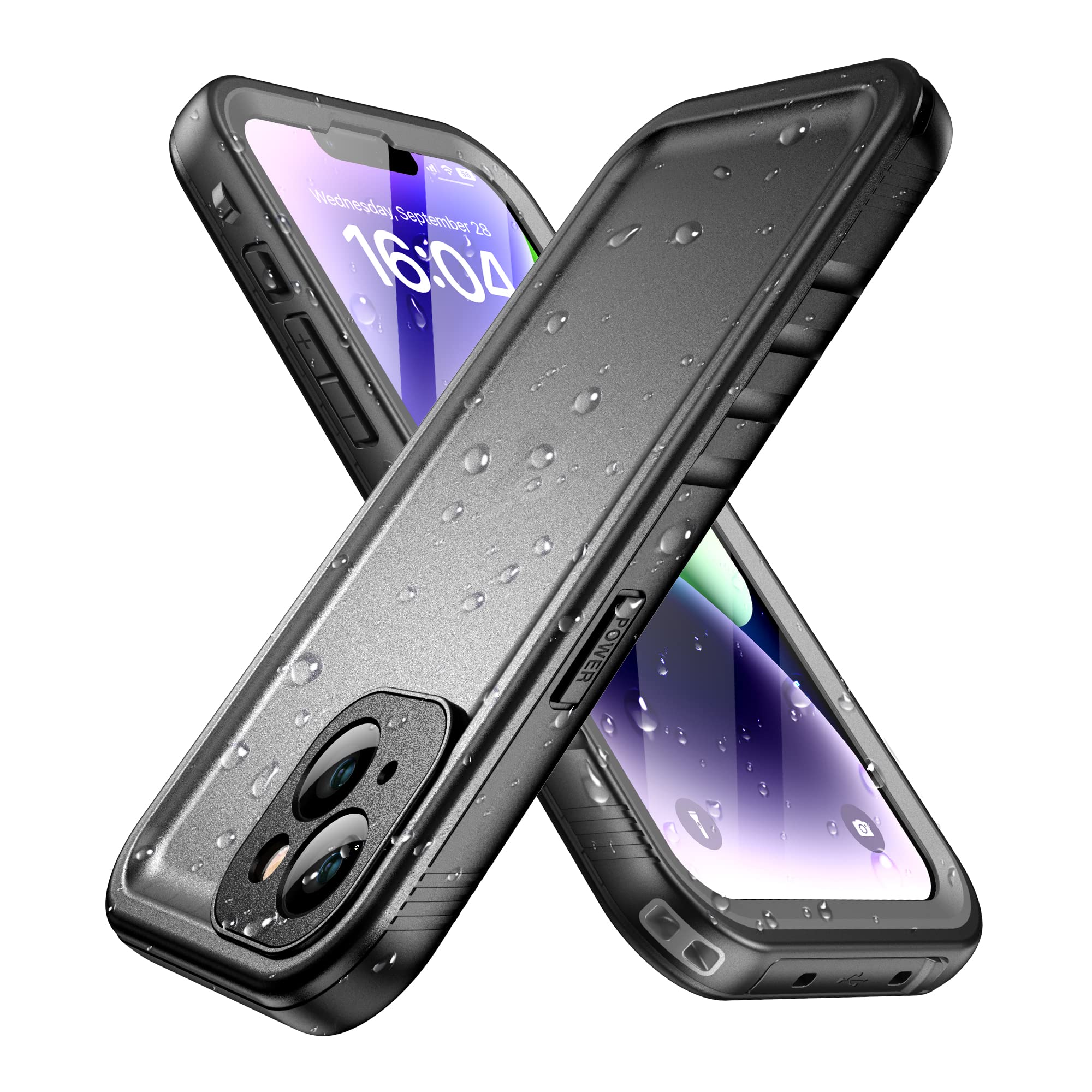 SPORTLINK for iPhone 14 Waterproof Case - Shockproof Heavy Duty Front and Back Cover with [Built in Screen/Camera Protector] 360 Full Body Protective