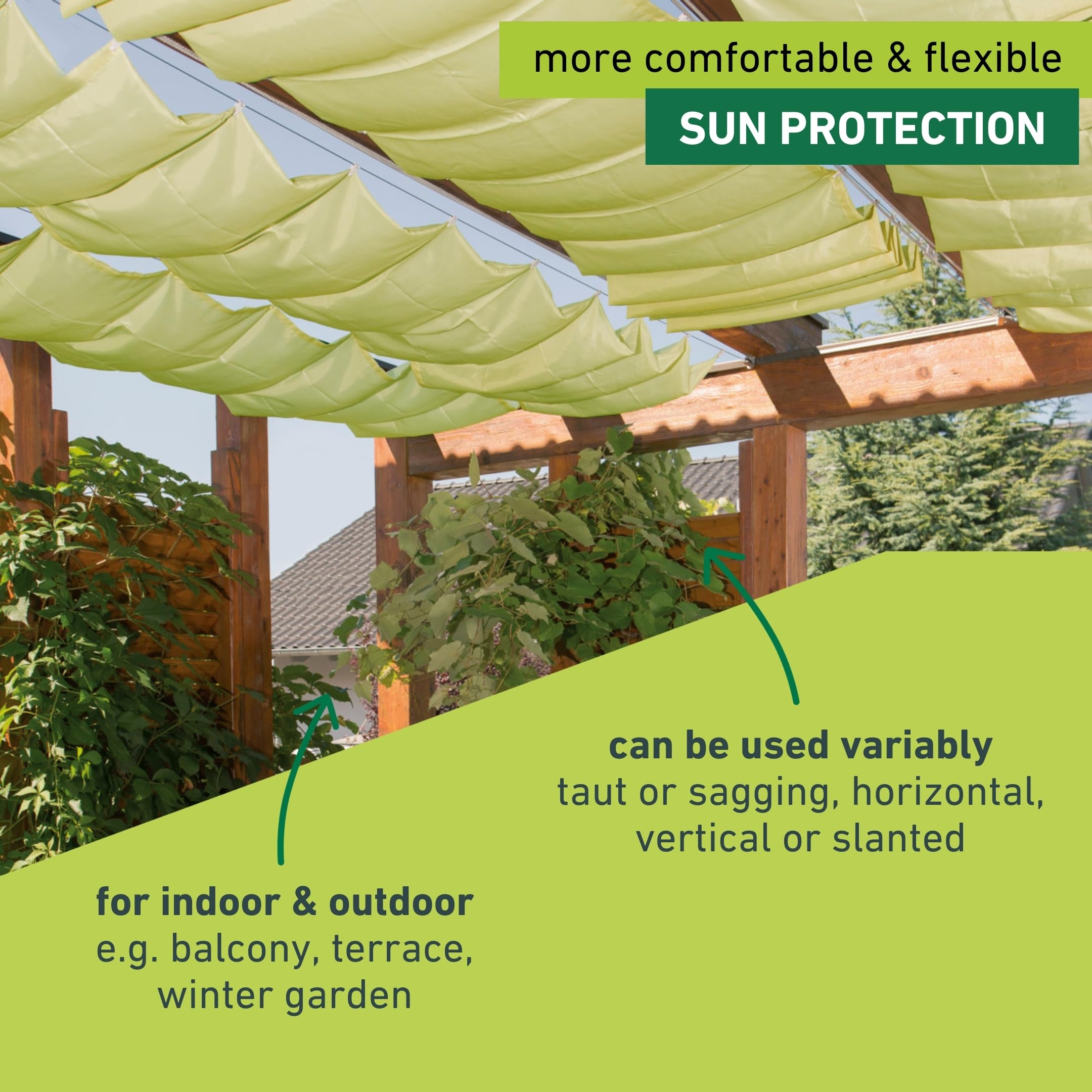 Windhager 10869 rope-pull sun sail set 270 x 140 cm, apple green