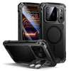 Lanhiem for iPhone 17 Pro Max Metal Case with Kickstand, Compatible with MagSafe, Built in Tempered Glass Screen Protector, Heavy Duty Shockproof
