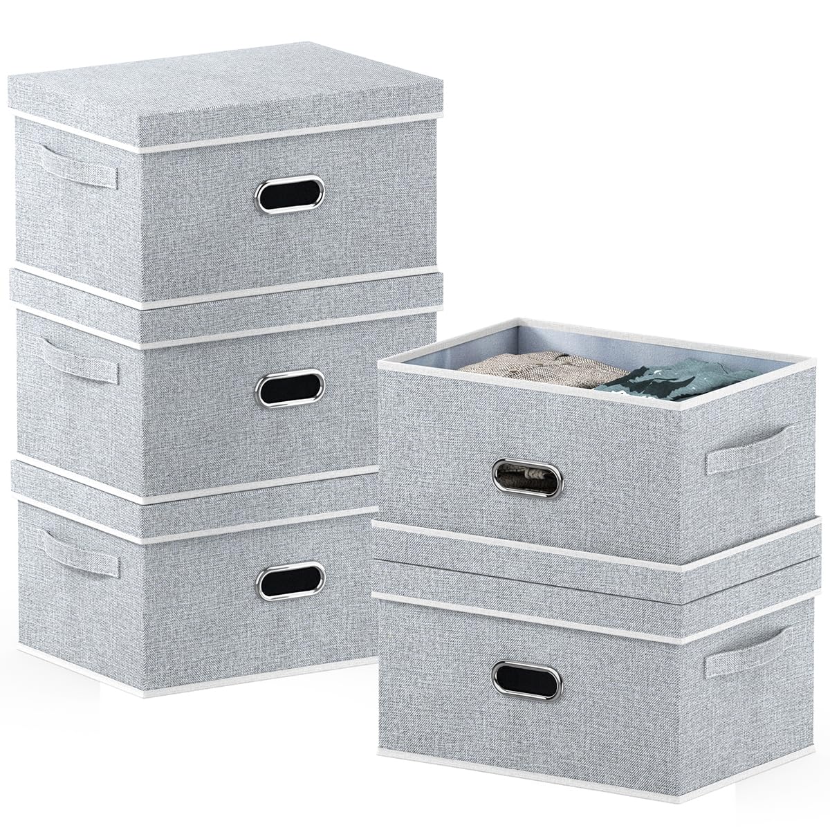 Lesfit 20 L Fabric Storage Boxes with Lid, Pack of 5