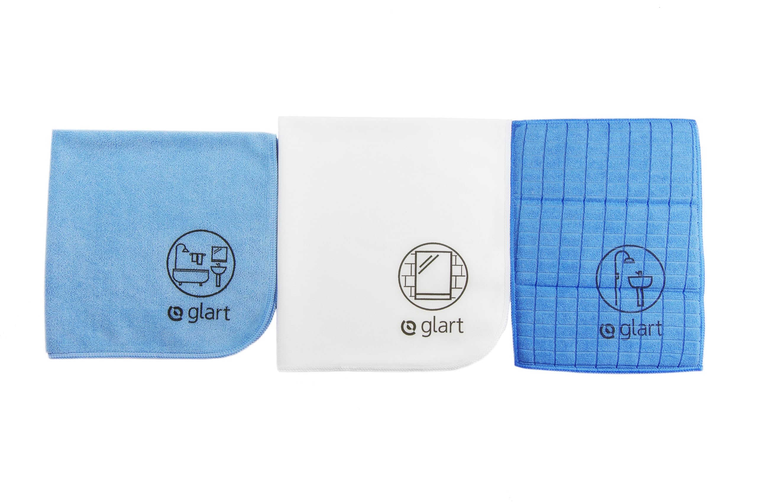 Glart 4PAS set of 3 microfiber cloths for bathroom, toilet, shower, bathroom, sanitary, household, more thorough than cotton or simple cleaning