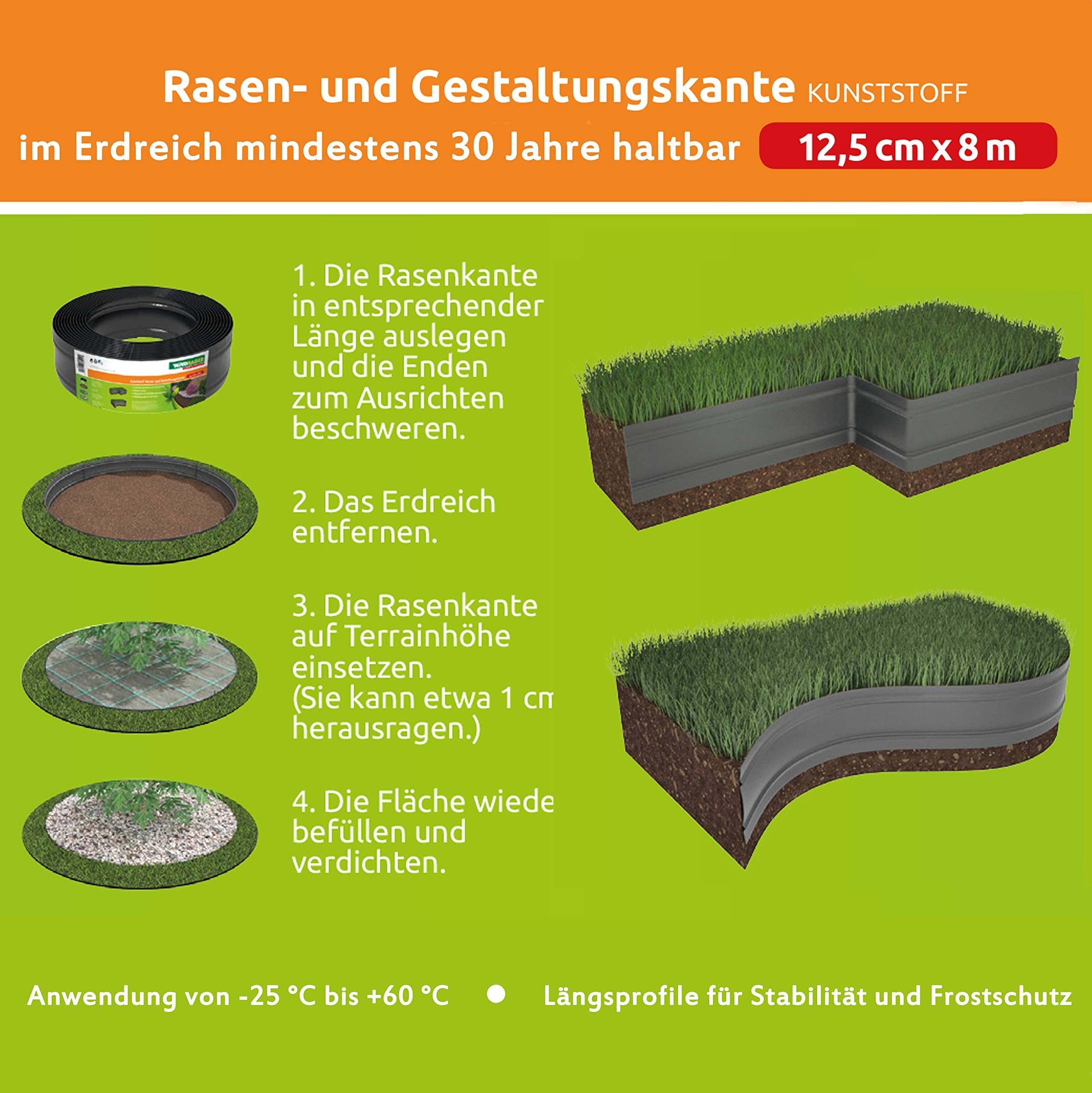 Windhager Lawn and Design Edging Black/Grey