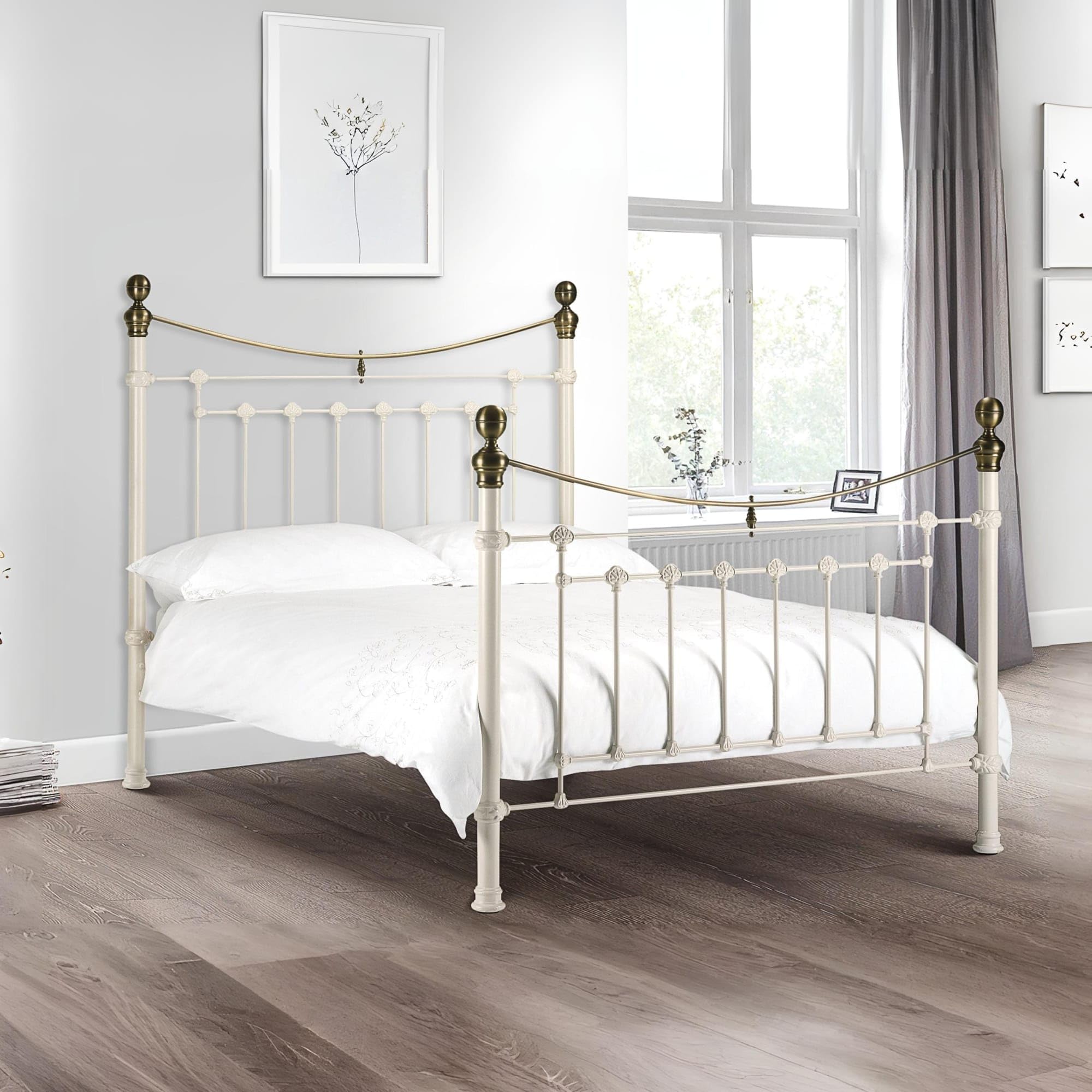 Julian Bowen Victoria Bed, Stone White, Double