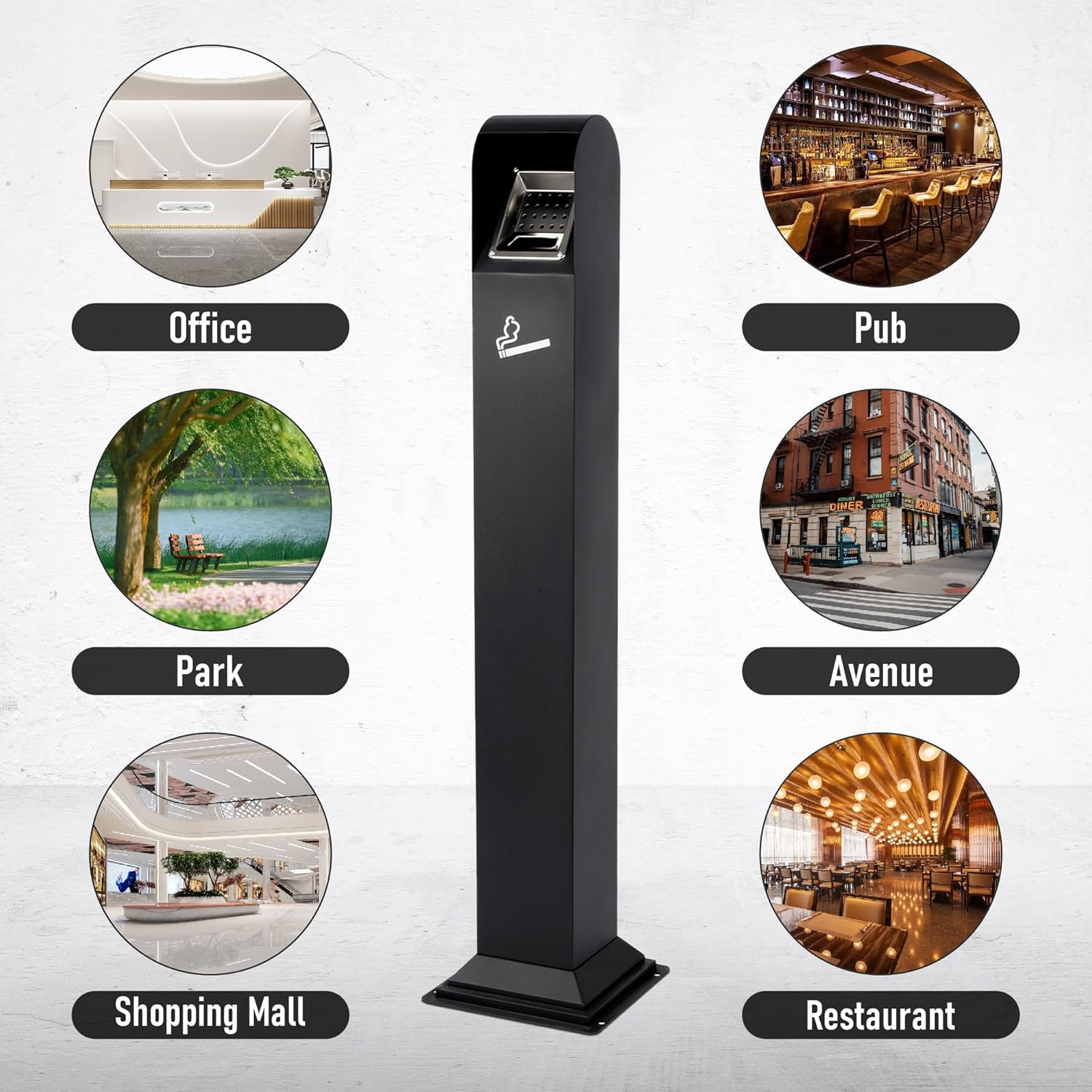 Nisorpa 1.2M Free Standing Stainless Steel Trash Bin w/Key, Indoor/Outdoor Use