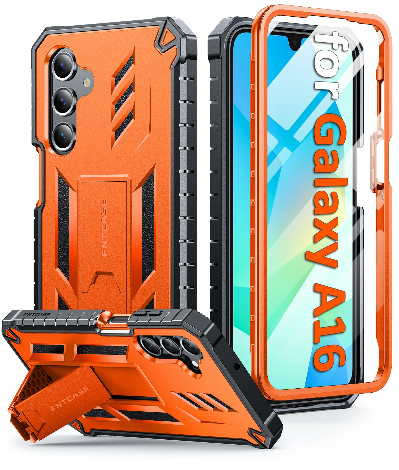 FNTCASE for Samsung A16 Phone Case: Military Grade Drop Proof Protection Galaxy A16 5G/4G Cover with Kickstand | Matte Textured Rugged Shockproof TPU