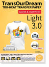 TransOurDream Tru-T Shirt Transfer Paper 50 Sheets A4 Iron On Transfers for Inkjet & Laser Printer Printable HTV Heat Transfer Vinyl for White and