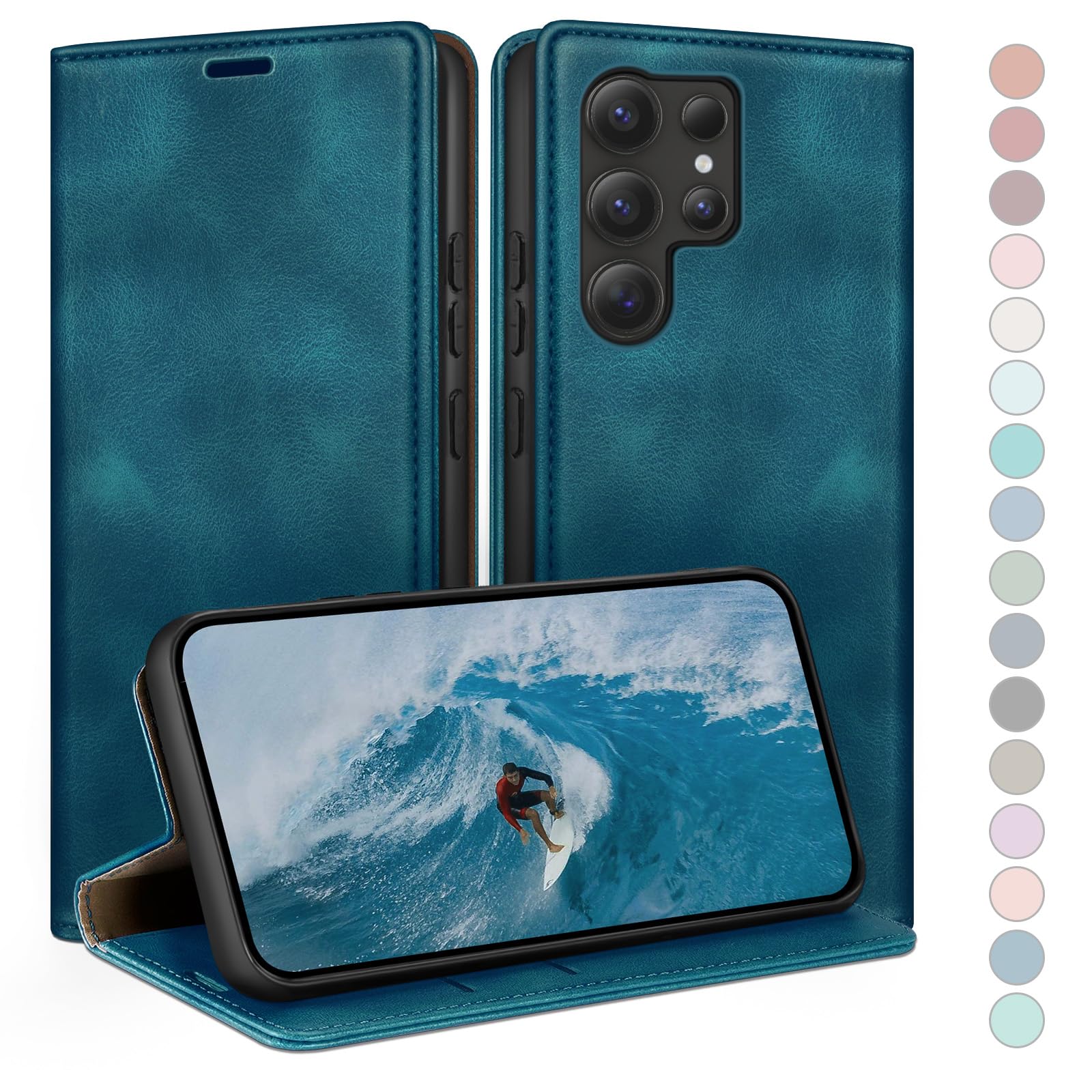 HUOUH for Samsung Galaxy S25 Ultra Wallet case with RFID Blocking PU Leather,Flip Folio Book covers,Credit Card Holder Shockproof Phone case Women Men