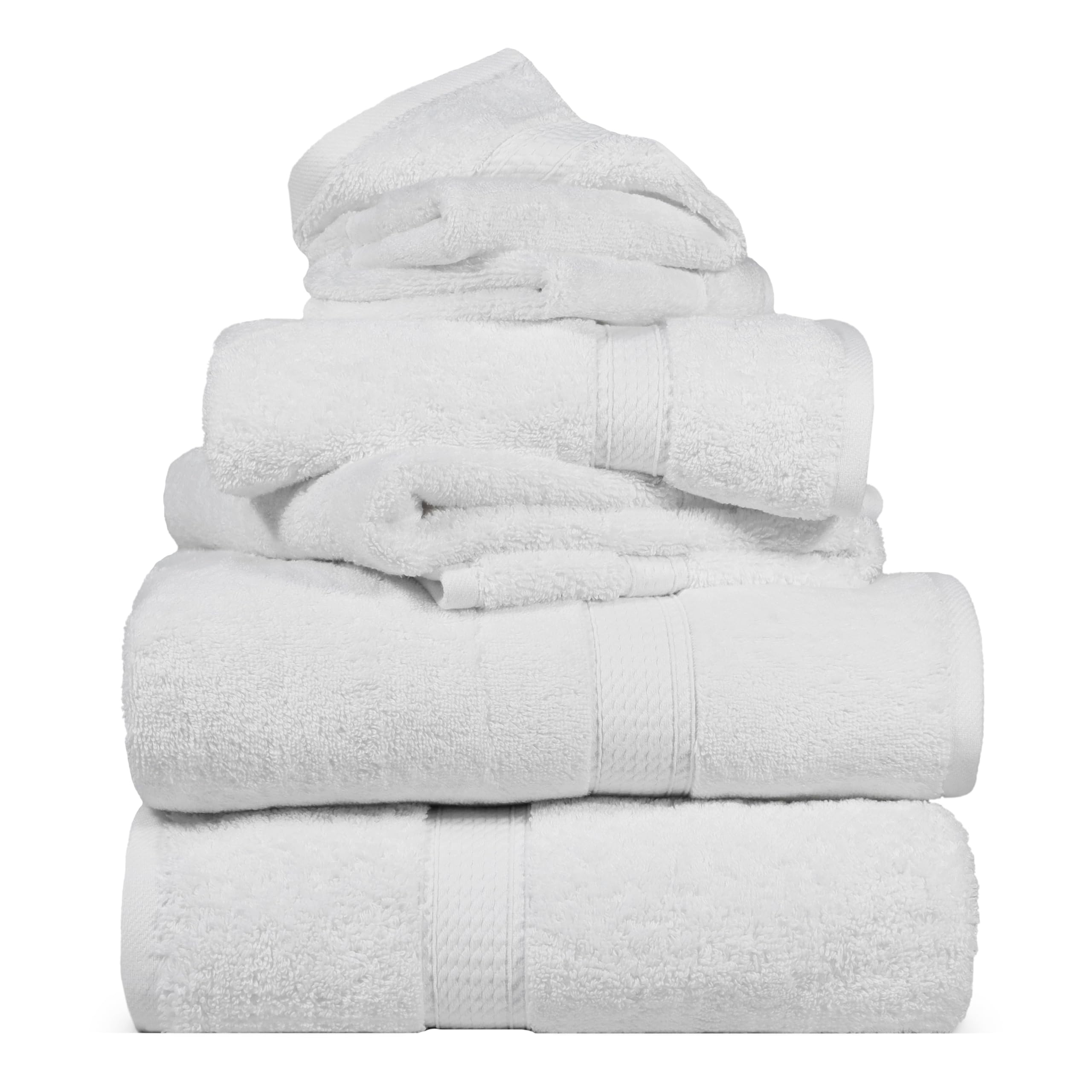 Superior 900 Gram 100% Premium Long-Staple Combed Cotton 6-Piece Towel Set, White