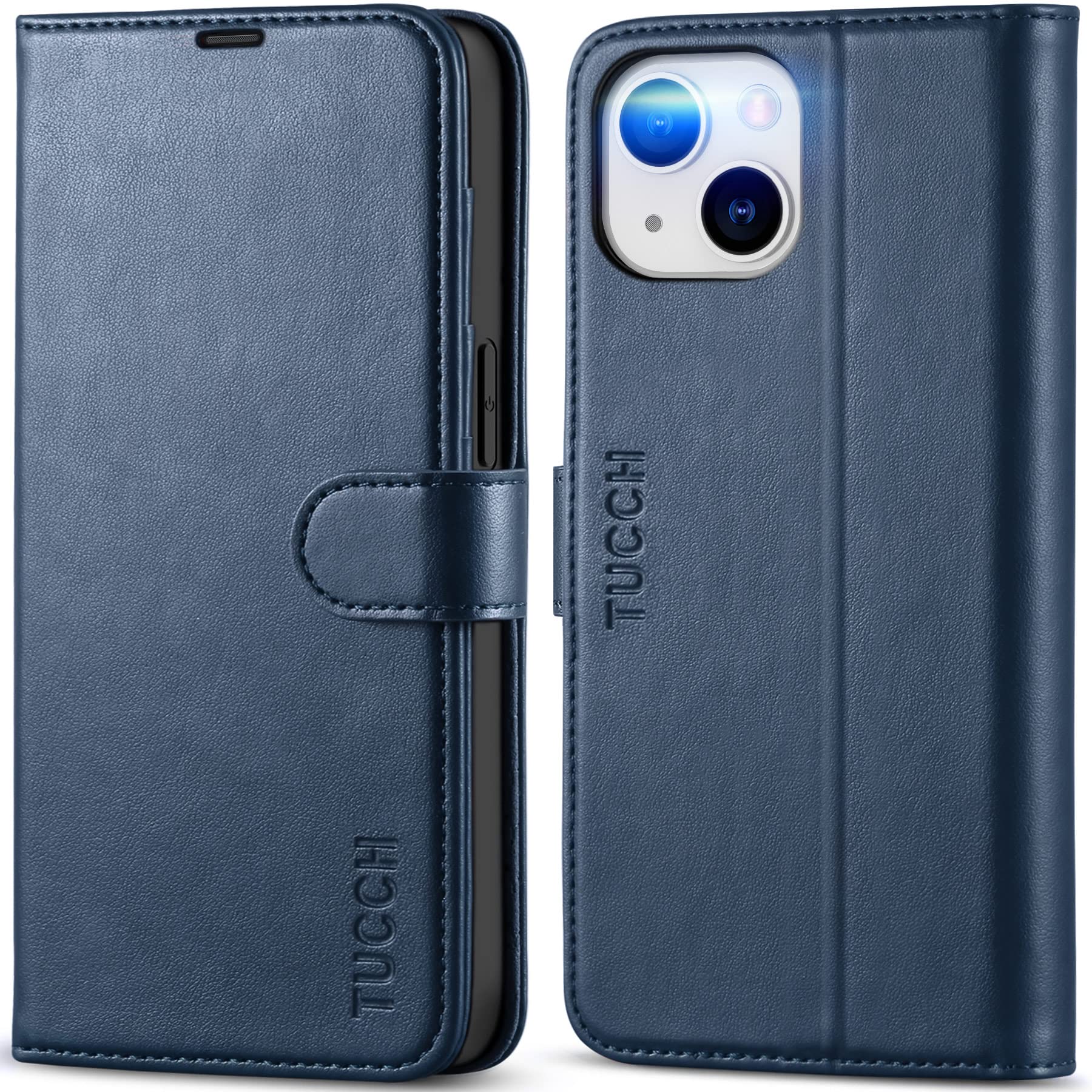 TUCCH Wallet Case for iPhone 14 (6.1") 2022 5G, PU Leather Case with RFID Blocking Card Slots Kickstand[Shockproof TPU], Magnetic Protective Book Flip