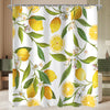 Lerores Shower Curtain, 180 x 180 cm, Lemon Leaf, Weighted Hem, Anti-Mould, Water-Repellent, Washable Polyester Bath Curtains with 12 Eyelets and