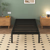 Lutown-Teen Metal Bed 90 x 200 cm with Round Legs, 36 cm Height Bed Frame Single Bed with Metal Slatted Frame, Black