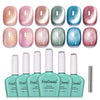 Firedeep Cat Eye Gel Polish Set with Magnet 6 Colors Pink Nude Magnetic Nail Polish DIY at Home Salon Art Gift for Women (10ml *6)