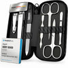 Solingen Manicure Set for Women & Men - Comparison Winner with Top Price/Performance Ratio - Handy and Soft Case - 7-Piece Grooming Kit, Carbon