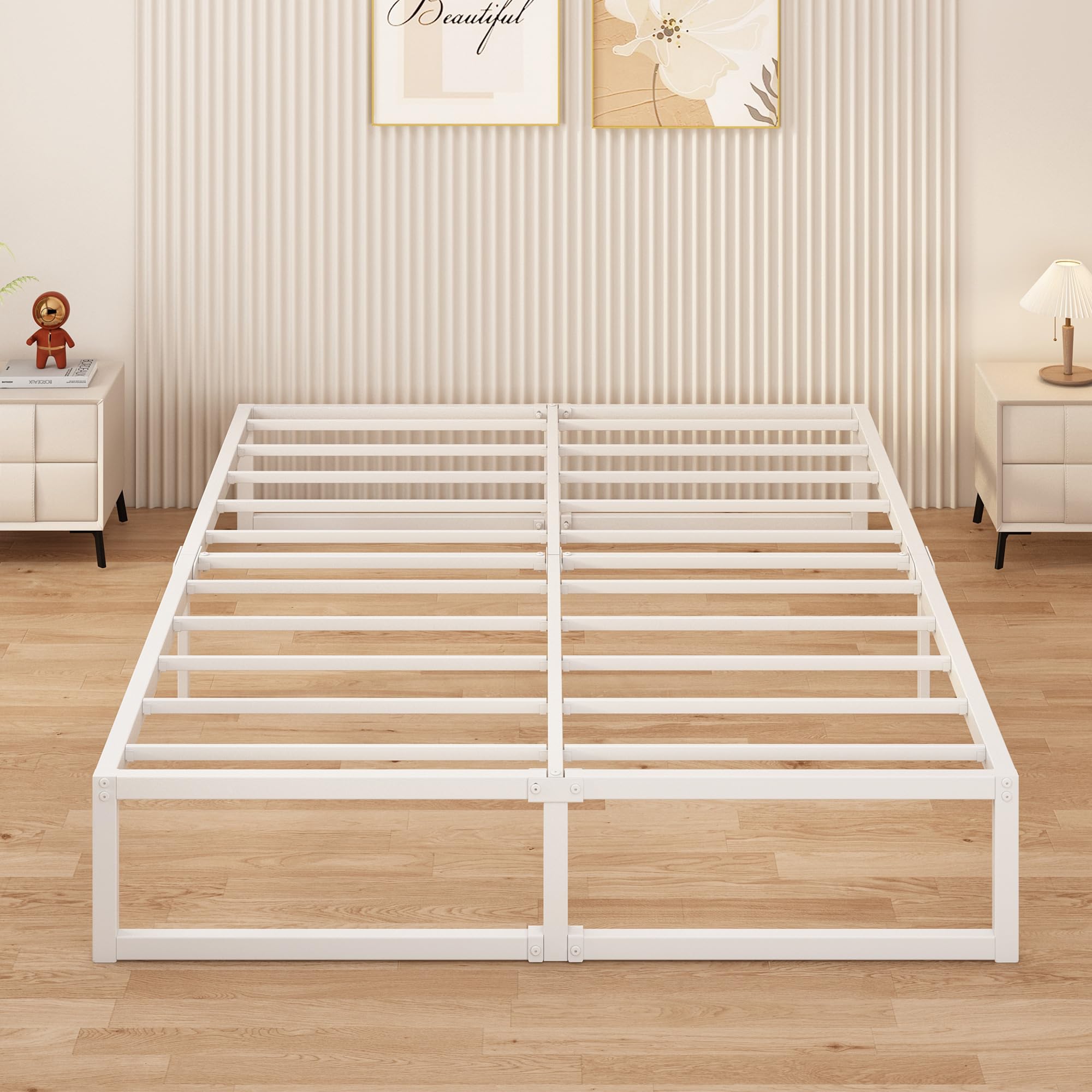 Yicensen Double Bed Frame 160x200 cm Metal Platform Bed Super Double with Steel Slat Support, Easy Assembly, Noise Free, No Box Spring Needed, 36cm