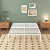 Lutown-Teen Metal Bed 160 x 190 cm with Round Legs, 36 cm Height Bed Frame Double Bed with Metal Slatted Frame, White