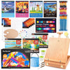 Shuttle Art 168 Pcs Artist Painting Set, Art Set with Stand & Wooden Table Top Easel, Acrylic Paints,Watercolour, Gouache, Oil Paints, Mixed Media Art