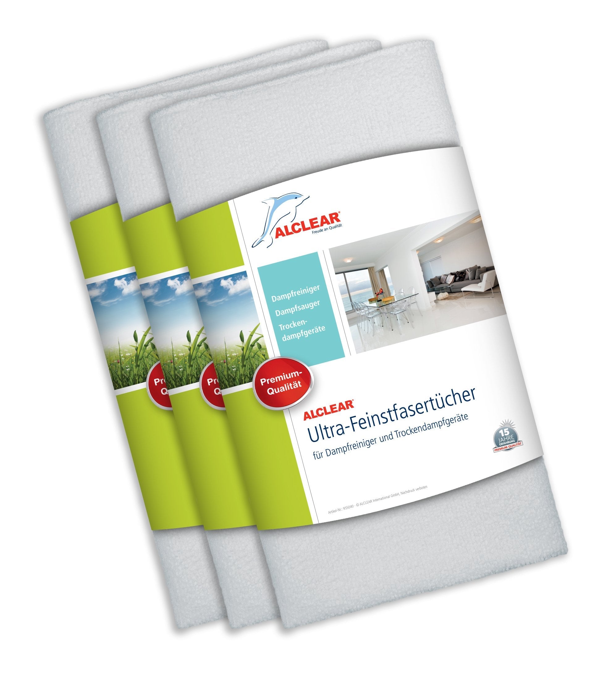 ALCLEAR Set of 3 Premium Ultra-Microfibre Cloths for Steam Cleaners by K?rcher and Vapor-Star, 50 x 40 cm, White, Floor Cloths for Home, Tiles,