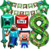 Birthday Balloons - 40inch Foil Number 8 Balloon, Happy Birthday Banner & Party Decorations, Cartoon Theme Balloon Set Party Decoration