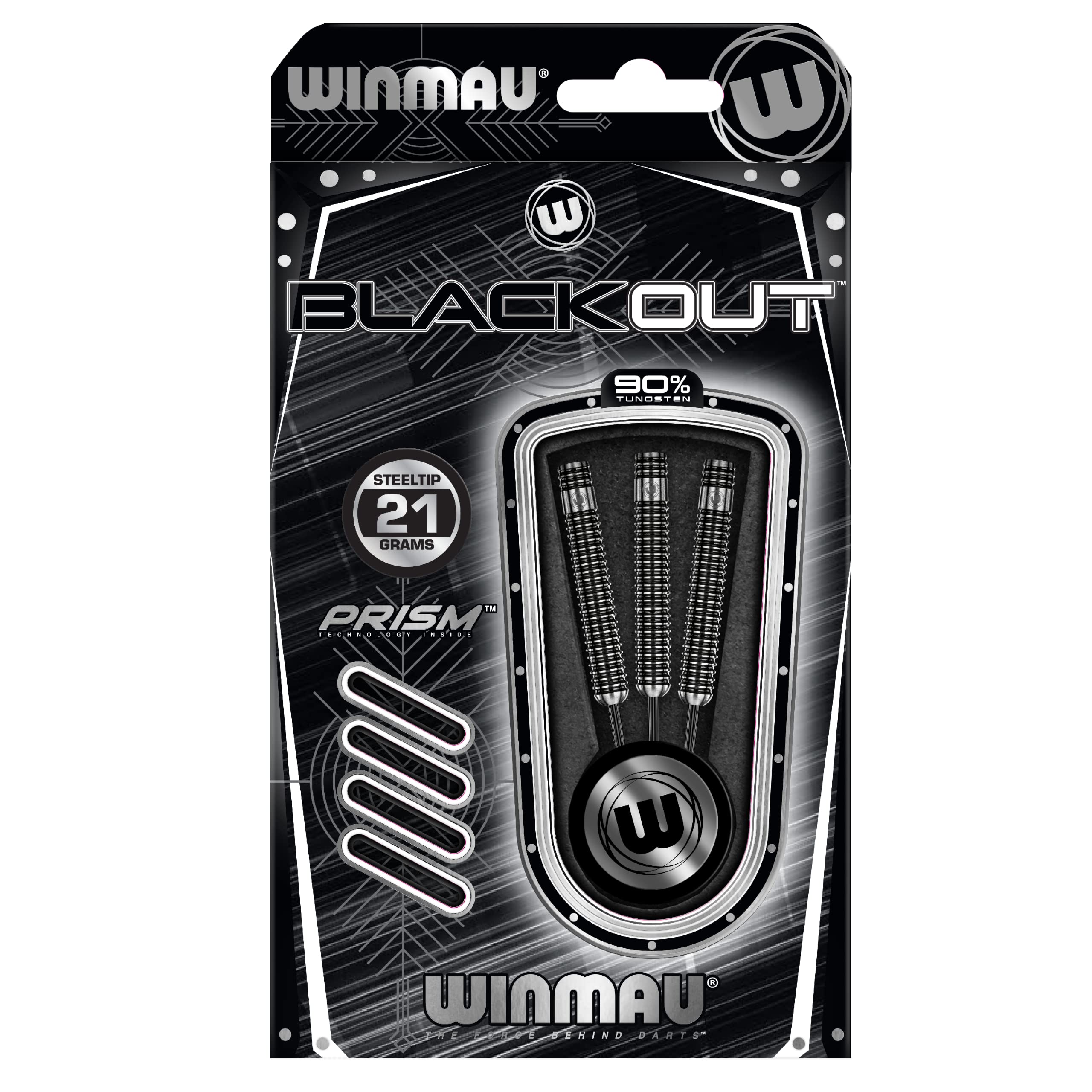 WINMAU Blackout 21 Gram Tungsten Darts Set with Flights and Shafts (Stems)