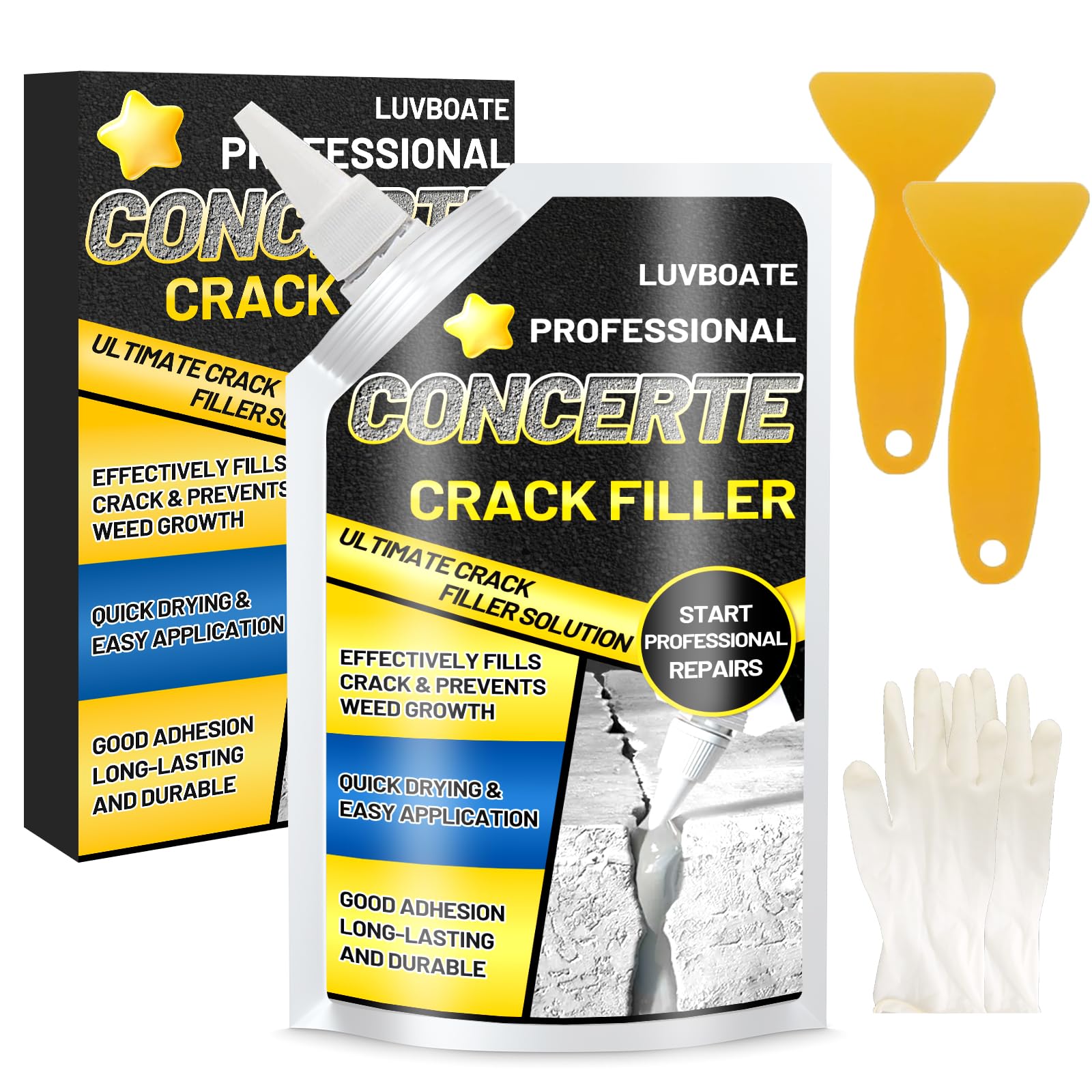 Concrete Crack Filler, 700g High Elasticity Self Leveling Cement Crack Filler, Slab Concrete Waterproof Repair Sealant for Driveway, Walkway, Patio,
