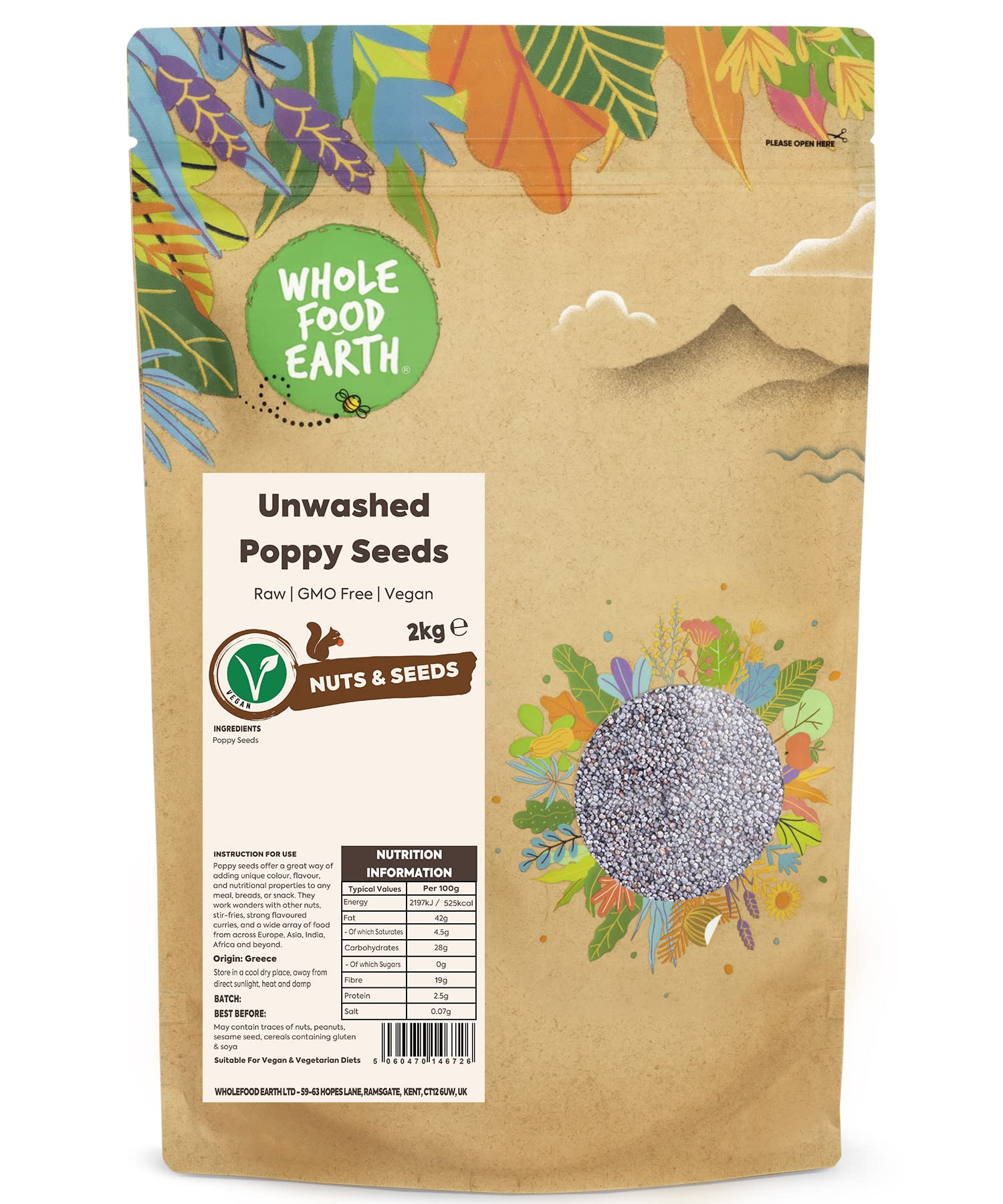Wholefood Earth - Unwashed Poppy Seeds, 2 kg